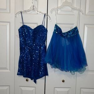 Atelier Alyce, Satin Rouge Collection - Blue Bodysuit and Skirt - Size 6